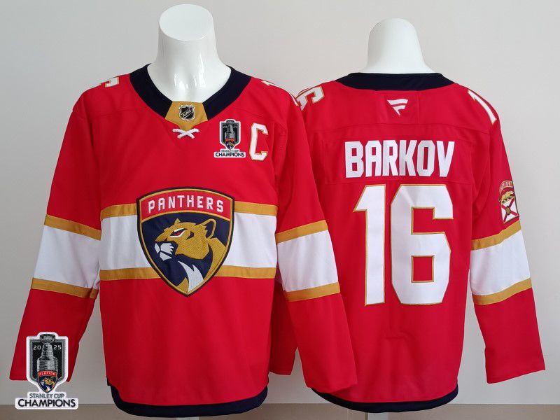Men 2025 Florida Panthers #16 Barkov Red Fanatics Home Premium NHL Jersey style 2